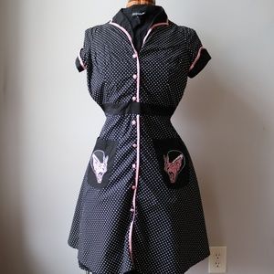 Sourpuss Horror Cat Retro Diner Dress Pockets
